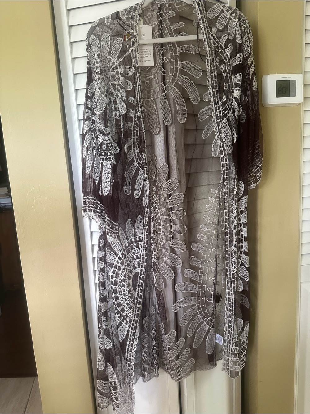 Rebellion Brown Sheer Embroidered Duster